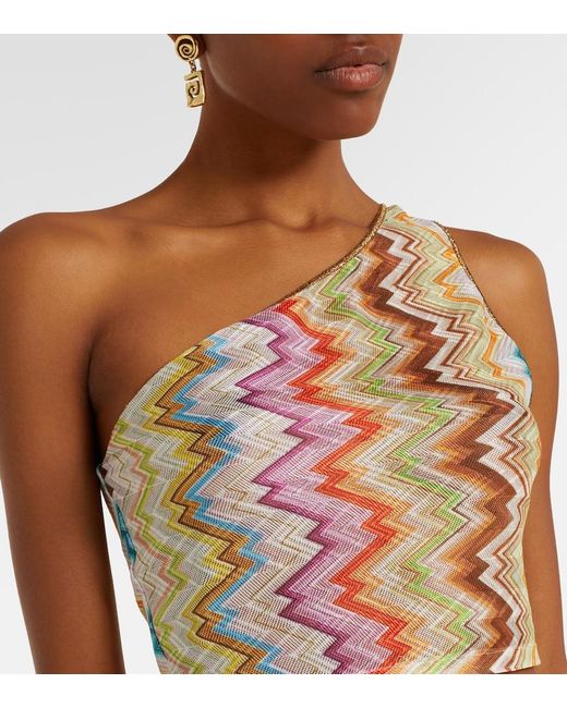 Missoni Multicolor Zigzag One-Shoulder Crop Top
