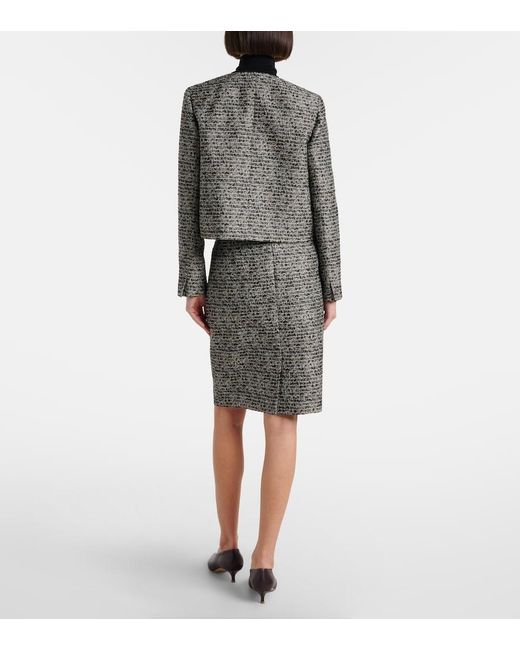 Max Mara Gray Fumetto Tweed Midi Skirt