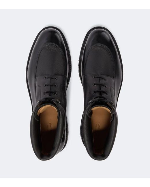 John Lobb Black Peak Leather Lace-Up Boots for men