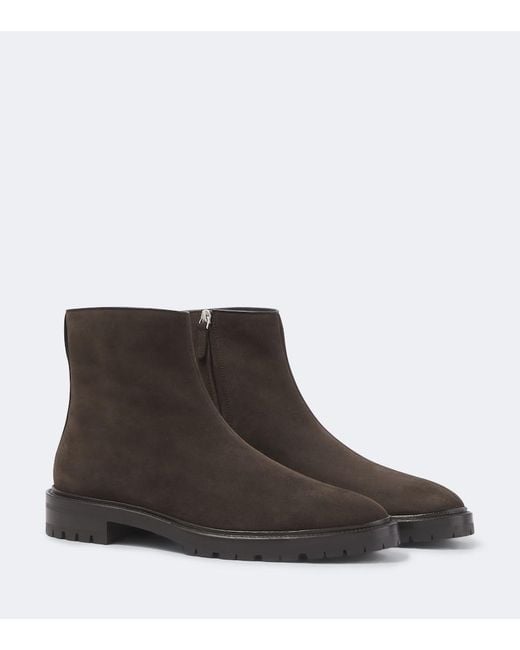 The Row Brown Moto Suede Ankle Boots for men