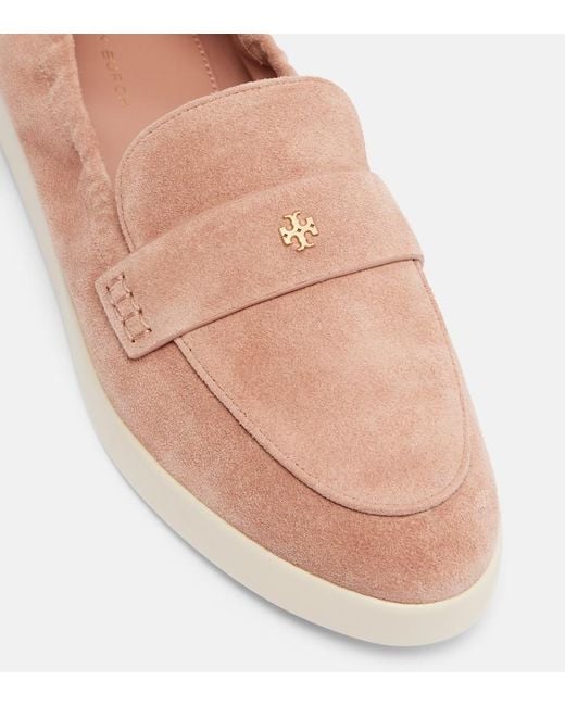 Tory Burch Pink Suede Penny Loafers