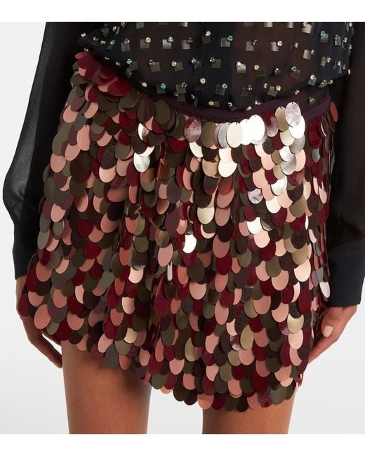 Dries Van Noten Red Sequined Miniskirt