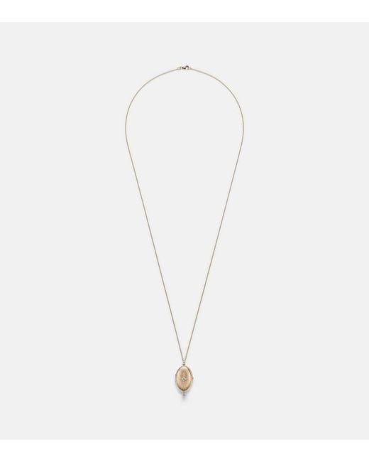 PERSÉE White 9Kt Locket Necklace With Diamonds