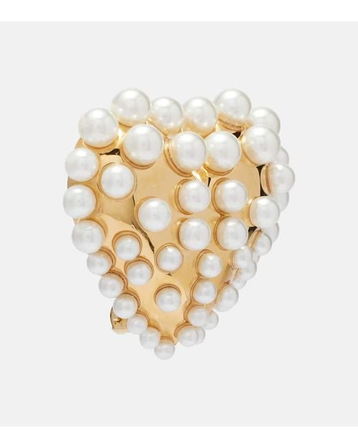 Oscar de la Renta Metallic Clip-Ohrringe Mit Zierperlen