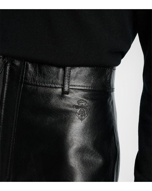 Gucci Black Leather Zip-Up Miniskirt