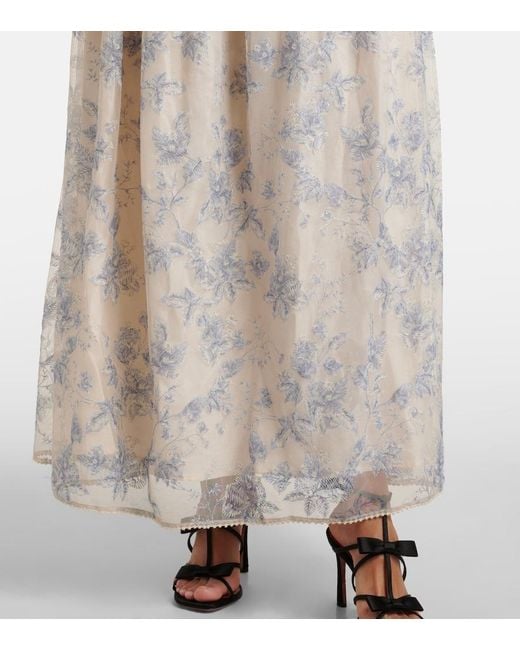 Agua Bendita Blue Alheli Balloon-Sleeve Floral Maxi Dress