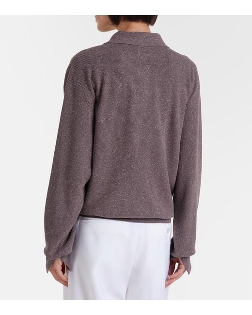 Calvin Klein Brown Helga Silk Polo Sweater