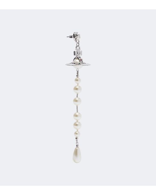 Vivienne Westwood White Orb Embellished Drop Earrings
