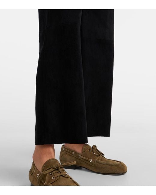Stouls Black Lilou Cropped Suede Wide-Leg Pants