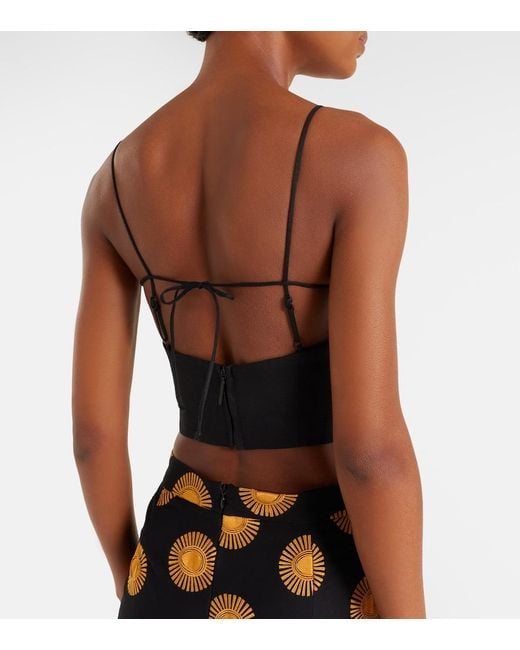 Cala De La Cruz Black Imperia Cutout Linen Crop Top