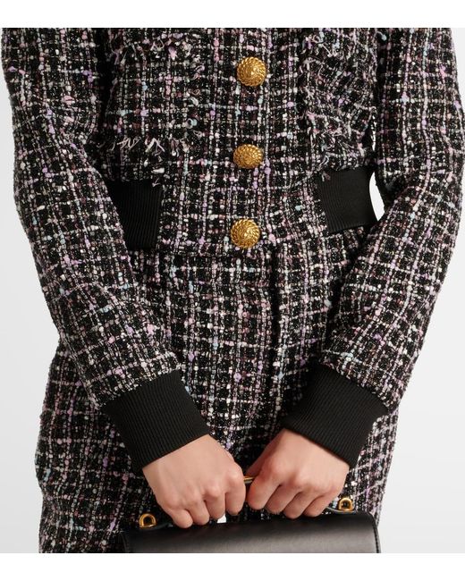 Balmain Black Tweed Bluson Bomber