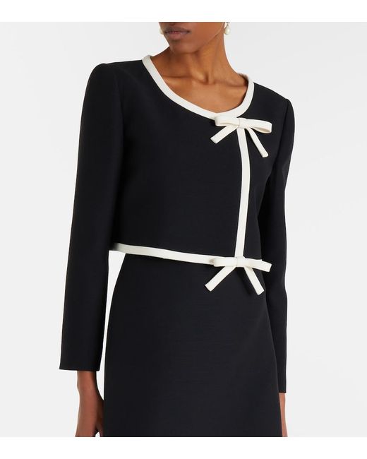 Valentino Black Crepe Couture Bow-Detail Cropped Jacket