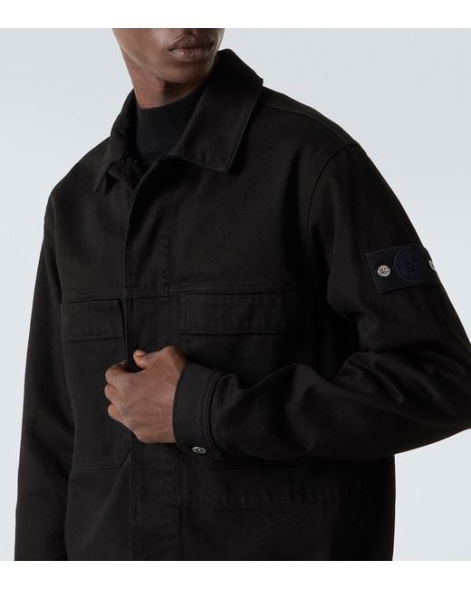 Stone Island Black Compass Denim Overshirt for men
