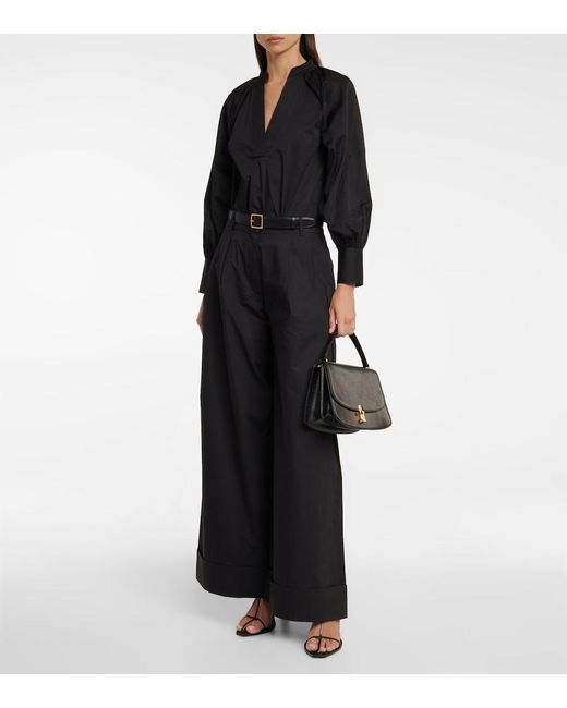 Co. Black Oversized V-Neck Tton Blouse