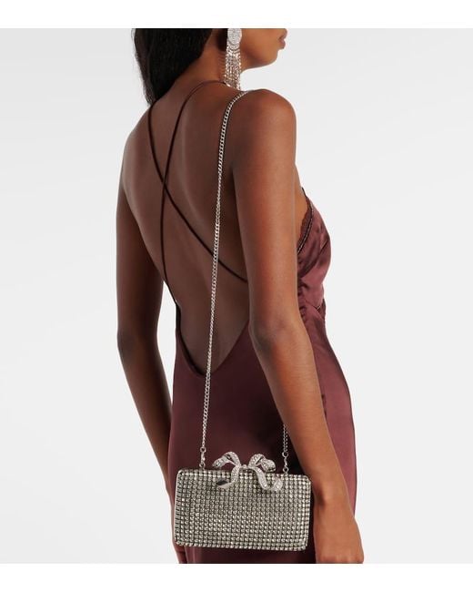 Self-Portrait Metallic Clutch Bow Small Mit Kristallen