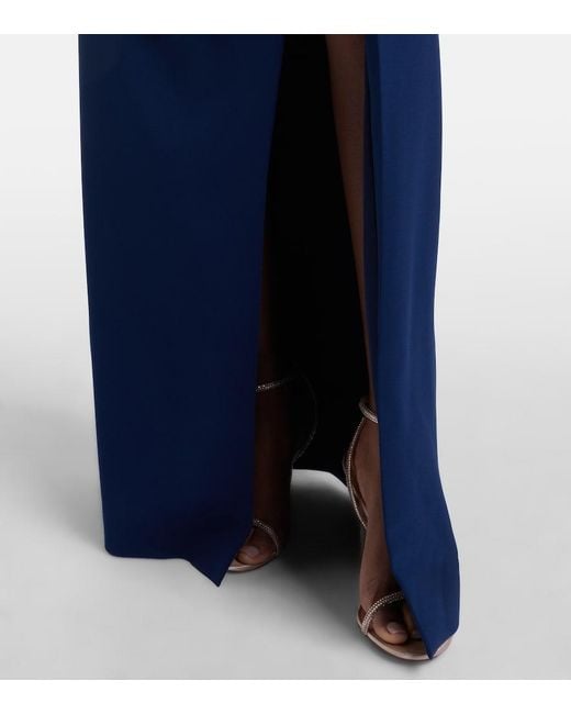 Costarellos Blue Fara Crystal-Embellished Crepe Gown