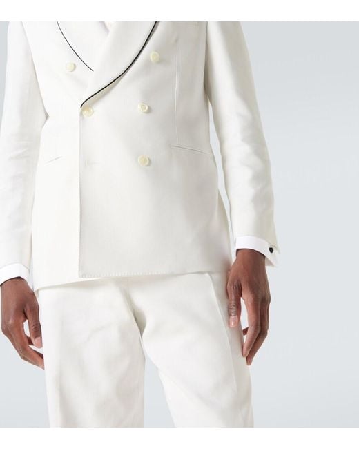 Brunello Cucinelli White Cotton Tuxedo Jacket for men