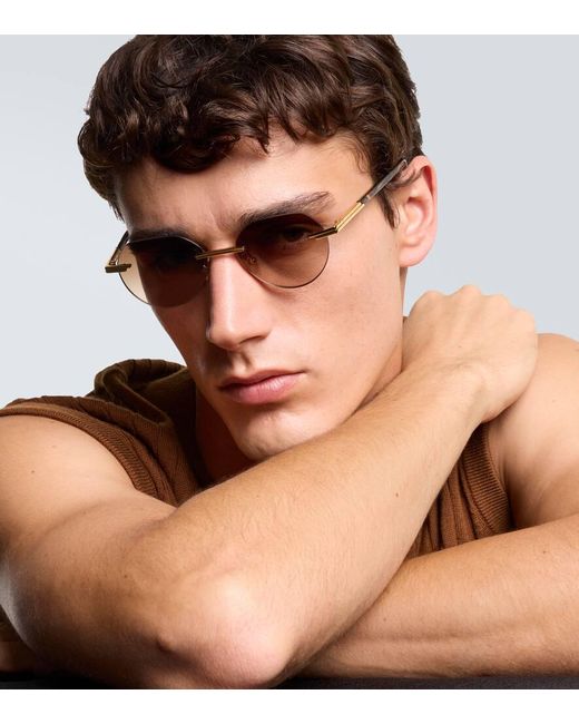 Bottega Veneta Brown Glasant Round Sunglasses for men