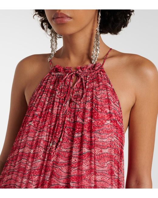 Isabel Marant Red Alita Chiffon Midi Dress