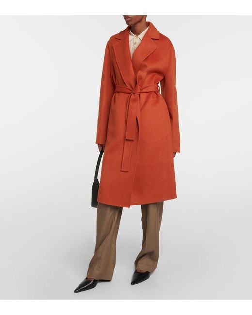 Joseph Red Cenda Wool And Cashmere Wrap Coat