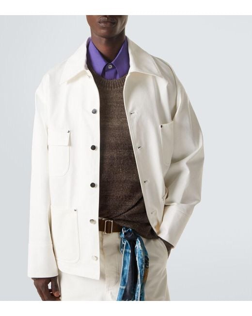 Plan C White Denim Field Jacket for men
