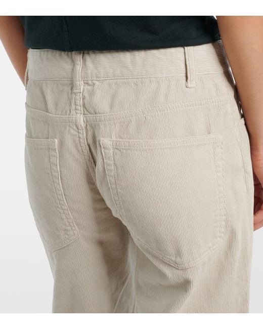 The Row White Carlyl Cotton Corduroy Straight Pants
