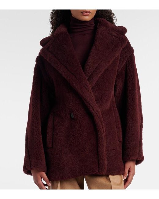 Max Mara Red Olga Apaca, Wool And Silk Peacoat