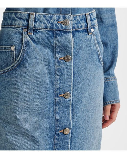Stella McCartney Blue Chain-Detail Denim Midi Skirt