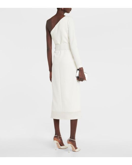 Safiyaa White Asymmetrical Crepe Midi Dress