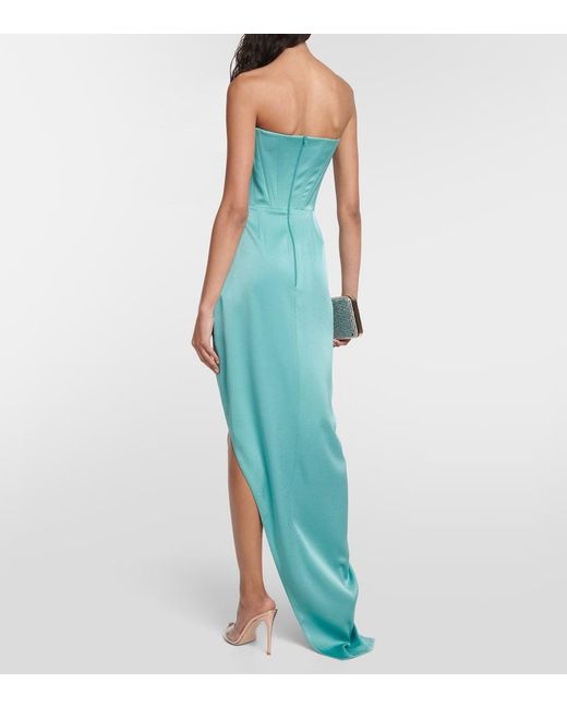 Alex Perry Green Strapless Gathered Gown