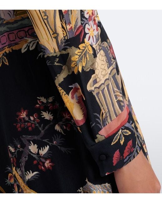 Etro Black Printed Crepe De Chine Maxi Dress