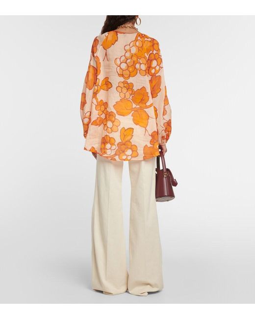 Etro Orange Printed Ramie Tunic