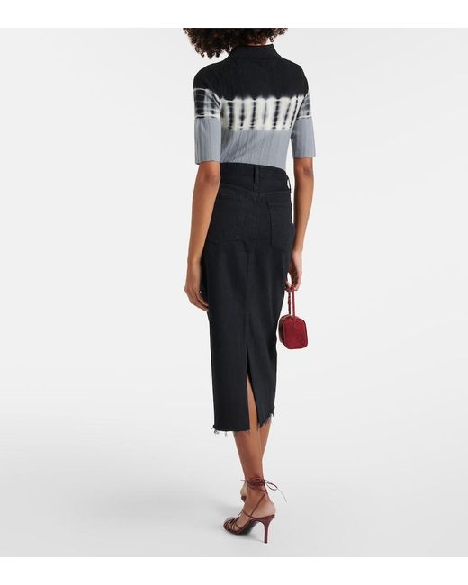 Agolde Black Frayed Midi Skirt