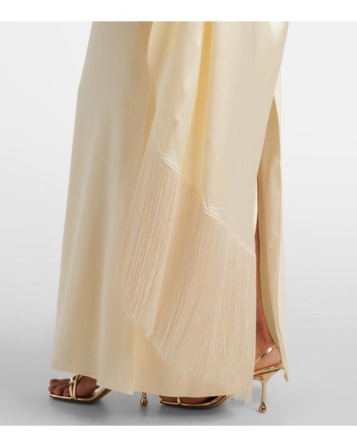Taller Marmo White Berenson Caped Crepe Cady Gown