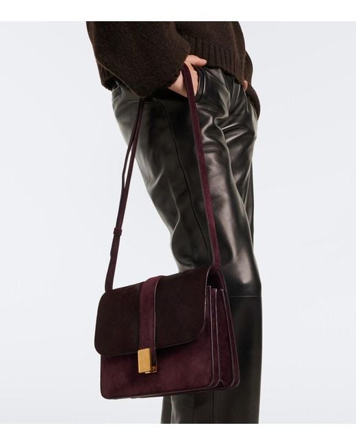 Khaite Purple Blake Medium Calf Hair Crossbody Bag