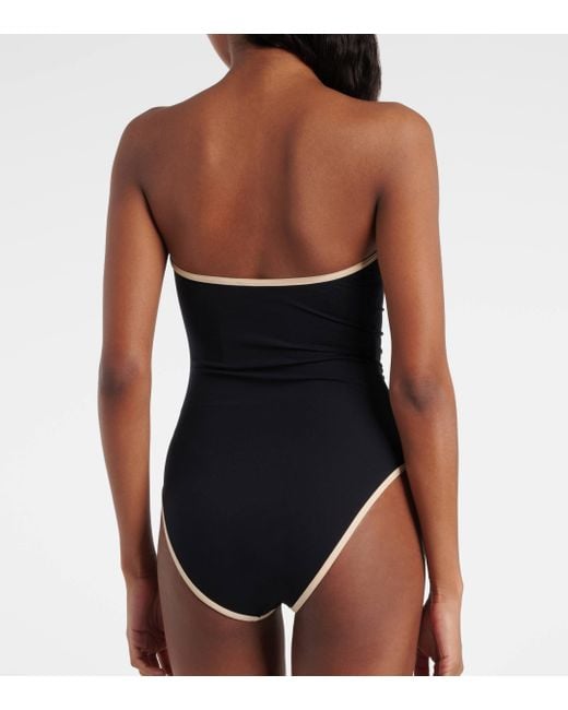 Totême  Black Strapless Jersey Swimsuit