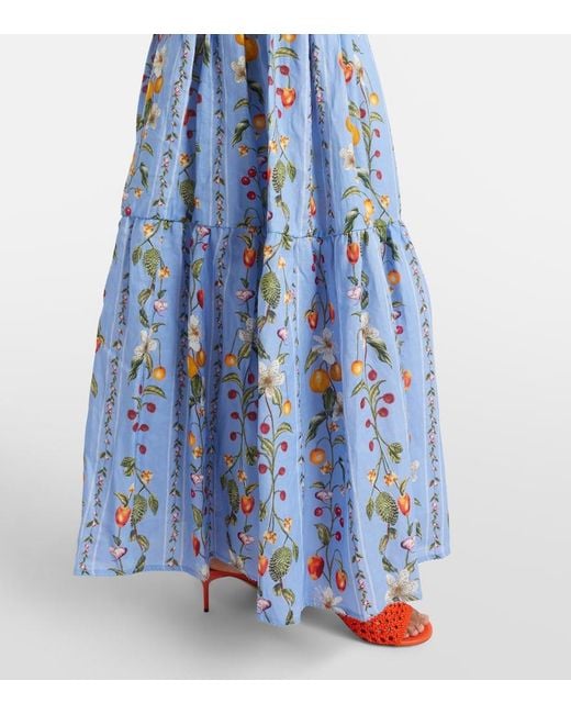 Agua Bendita Blue Lima Printed Linen Maxi Dress