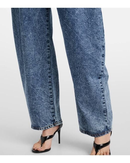Alaïa Blue High-Rise Barrel-Leg Jeans
