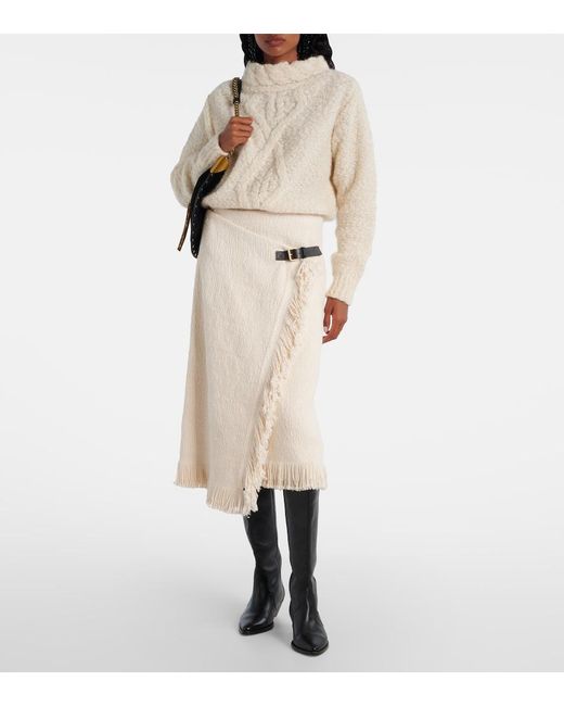 Isabel Marant Natural Galla Cotton And Linen Midi Skirt