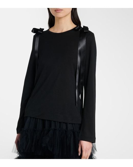 Simone Rocha Black Bow-Detail Jersey Top