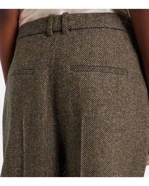 Saint Laurent Brown Herringbone Wool-Blend Bermuda Shorts