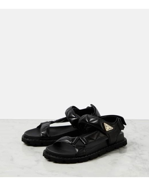 Prada Black Sandalen Fussbett Aus Leder