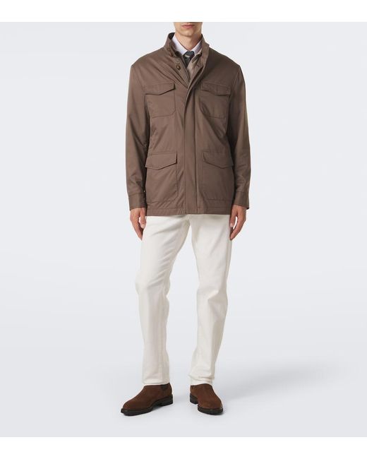 Canali Brown Technical Field Jacket for men
