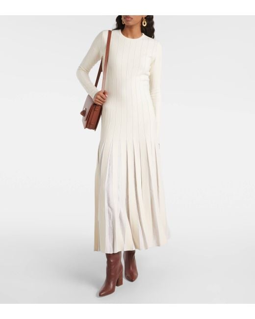 Gabriela Hearst White Walsh Pleated Wool And Silk Midi Dress