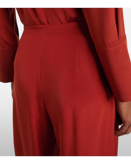 Max Mara Orange Palude Silk-Blend Crepe Wide-Leg Pants