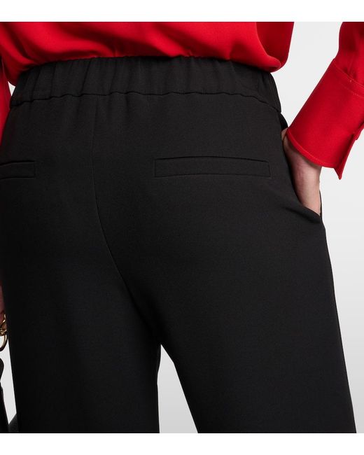 Valentino Black Mid-rise Silk Wide-leg Pants