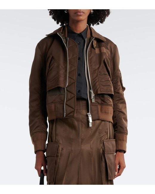 Sacai Brown Pleated Twill Midi Skirt