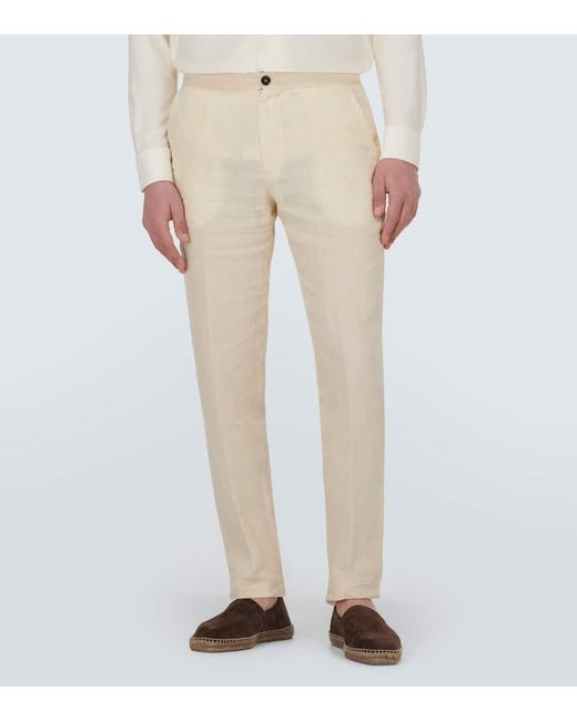 Pantalones chinos de lino Zegna de hombre de color Natural