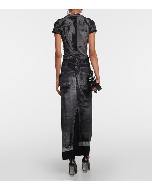 Jean Paul Gaultier Black Trompe L'Oil Jersey Maxi Skirt