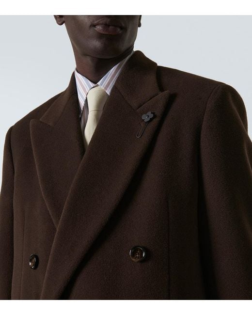 Cappotto doppiopetto in misto lana di Lardini in Brown da Uomo